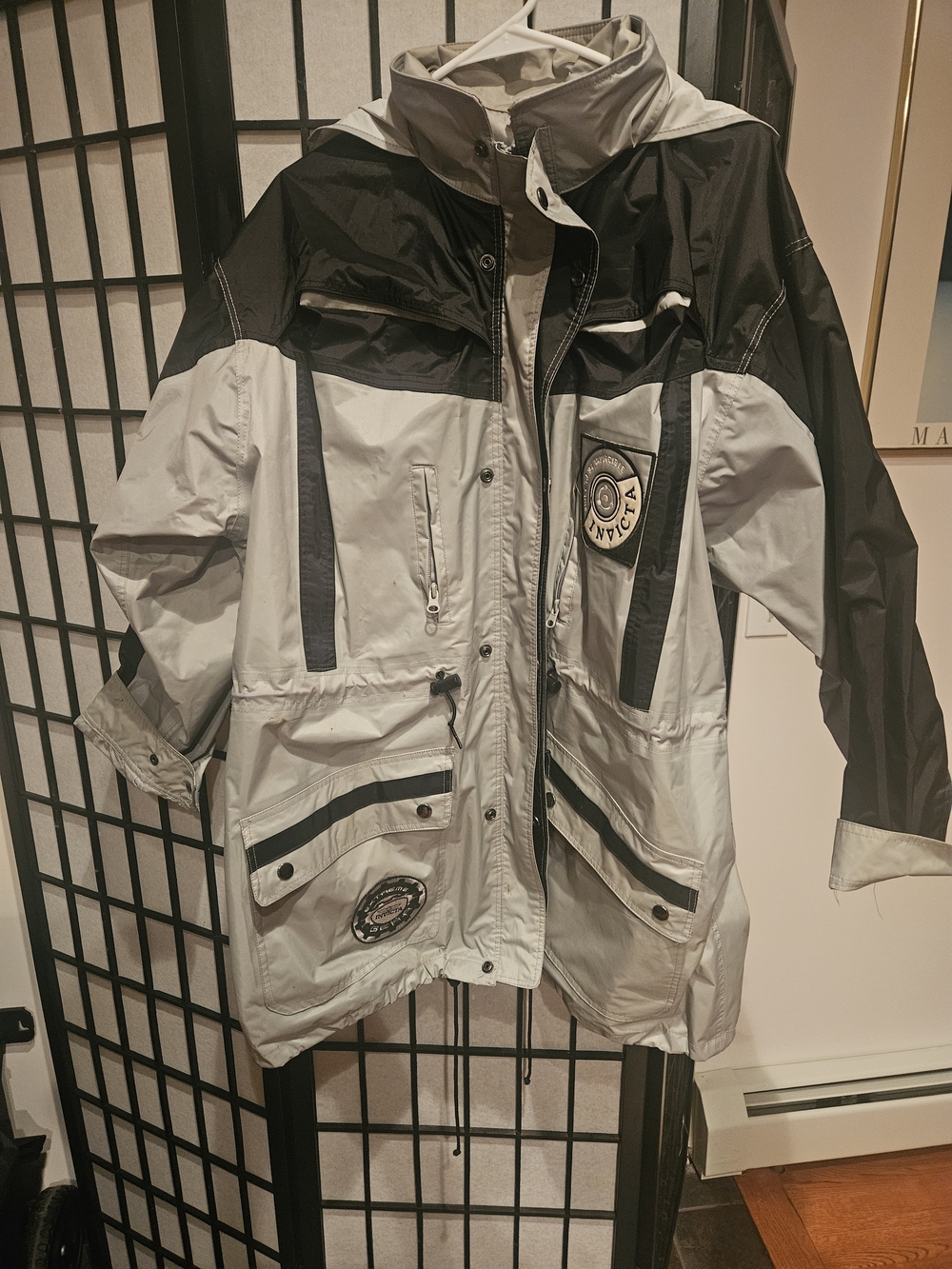 Invicta Light Gray and Black Kids' Raincoat with Hood